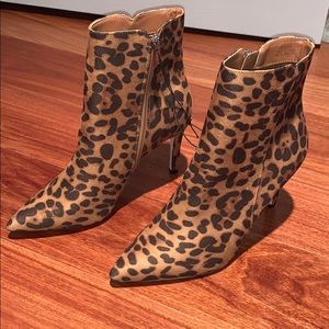 High heel cheetah print boots